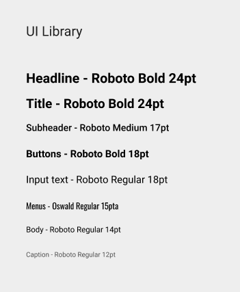 Typography system - Roboto and Oswald
