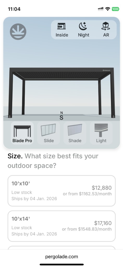 Mobile Configurator - Sizing